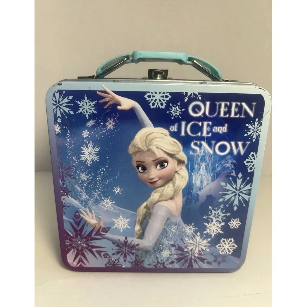 Disney Frozen Elsa Queen of Ice and Snow Metal Tin Lunch Box Blue 6 Inch